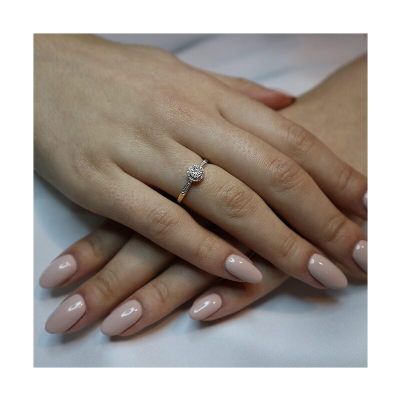 Pierścionek zaręczynowy ze złota z diamentami Mirage bis-0,11ct AW 77472 YW próba 585