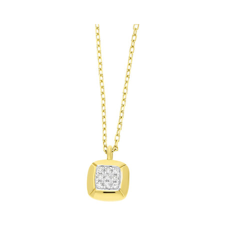Naszyjnik złoty kwadrat z białymi diamentami AW 79607-08922 Y próba 585