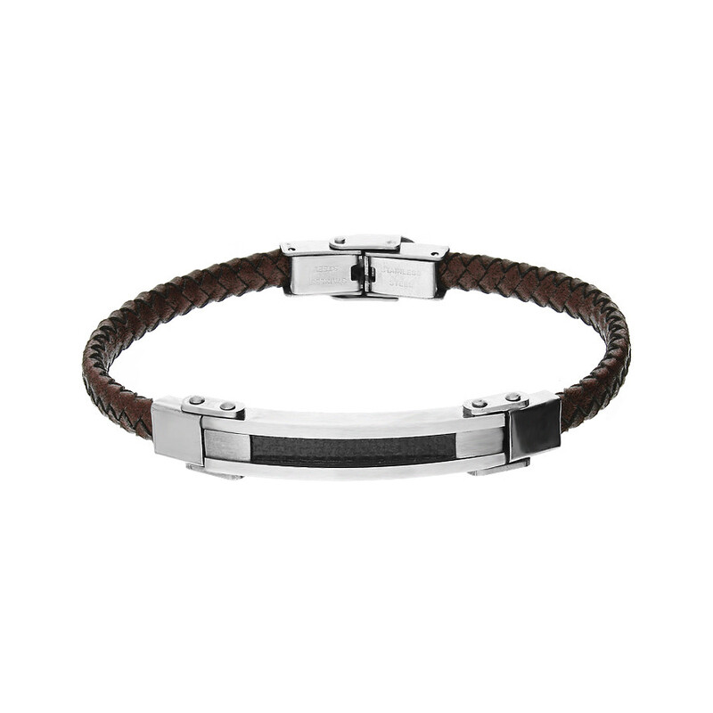 Bransoleta męska blaszka z karbonem Steelman IT BR2904