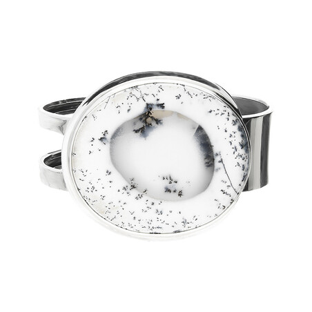 Bransoleta srebrna agat dendrytowy Turcja GX MINERALS GX-agden-21 bangle próba 925