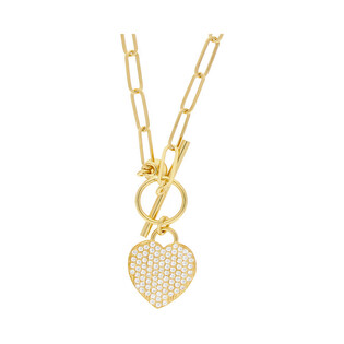Naszyjnik pozłacany serce z cyrkoniami/long anker PW348 GOLD próba 925