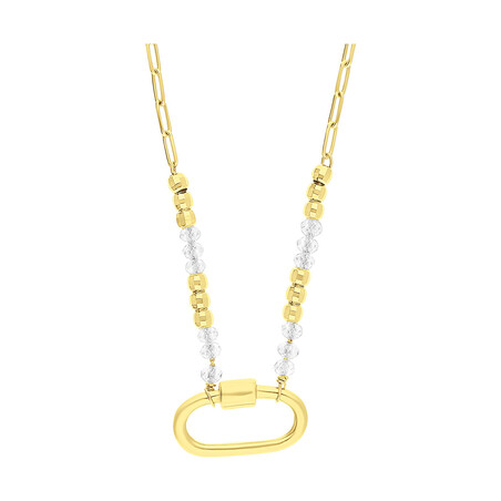 Naszyjnik pozłacany owal i kulki/anker long PW359 GOLD próba 925