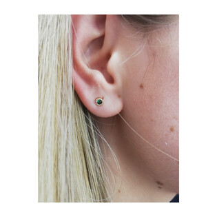 Kolczyki złote zielona cyrkonia w oprawie bead/sztyft NB NK236 EM BEADS próba 375