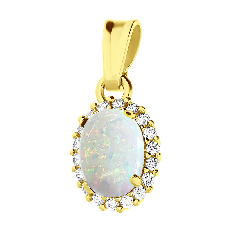Zawieszka opal biały owal+cyrkonie OS 96-3057 OPL próba 585