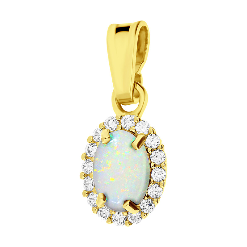 Zawieszka opal biały owal+cyrkonie OS 96-3064 OPL próba 585