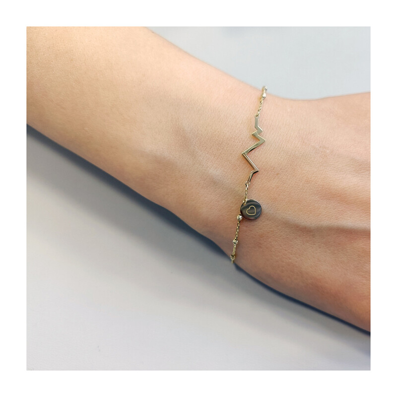 Bransoleta złota puls i blaszka z sercem/rolo AR VX5FOR6B7890-II-DC próba 585