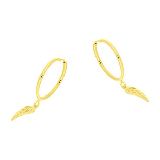 Kolczyki pozłacane kółka szarniry 18 mm i skrzydło PW NEW 14 GOLD próba 925