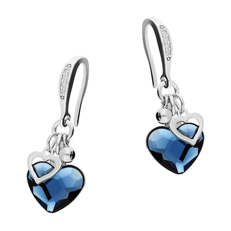Kolczyki srebrne SPARK serce z niebieskim kryształem Swarovski CQ KWCMIX2808DB próba 925