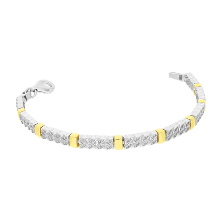 Bransoleta srebrna prostokąty z cyrkoniami w owalach OL RTB372 GOLD próba 925
