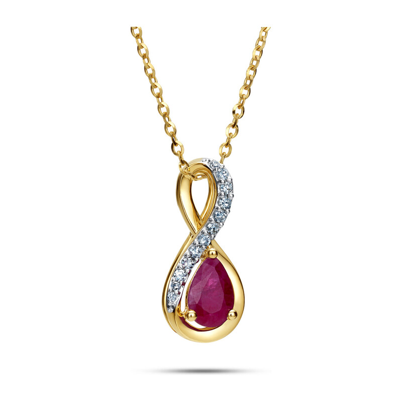 Zawieszka złota z rubinem i diamentami LC JE4392-JP6059 Y-RB kropla próba 585