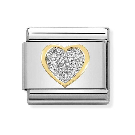 Element link 18K Serce z brokatem NP 030220 02