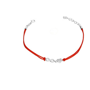 Bransoleta srebrna infinity i serce z cyrkoniami na czerwonym sznurku PW NEW 287 ROD czerwony próba 925