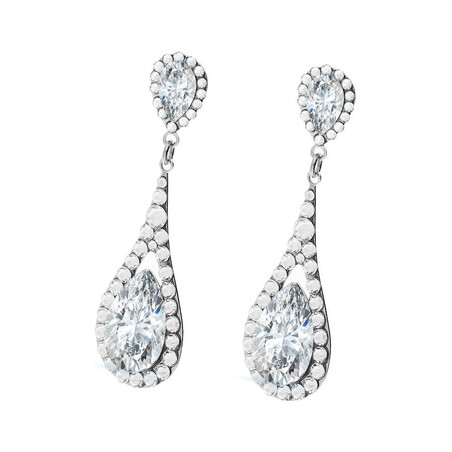Srebrne kolczyki wiszące GRACE z kryształami Swarovski RD 742-1 crystal próba 925 Sezam - 1