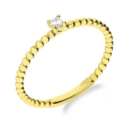 Pierścionek pozłacany z kulkami bead i cyrkonią JA1105 GOLD próba 925