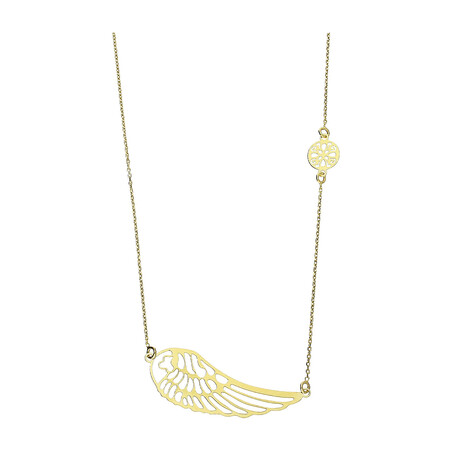 Naszyjnik pozłacany ażurowe duże skrzydło i koło ornament/anker PW 035 GOLD skrzydło+koło próba 925