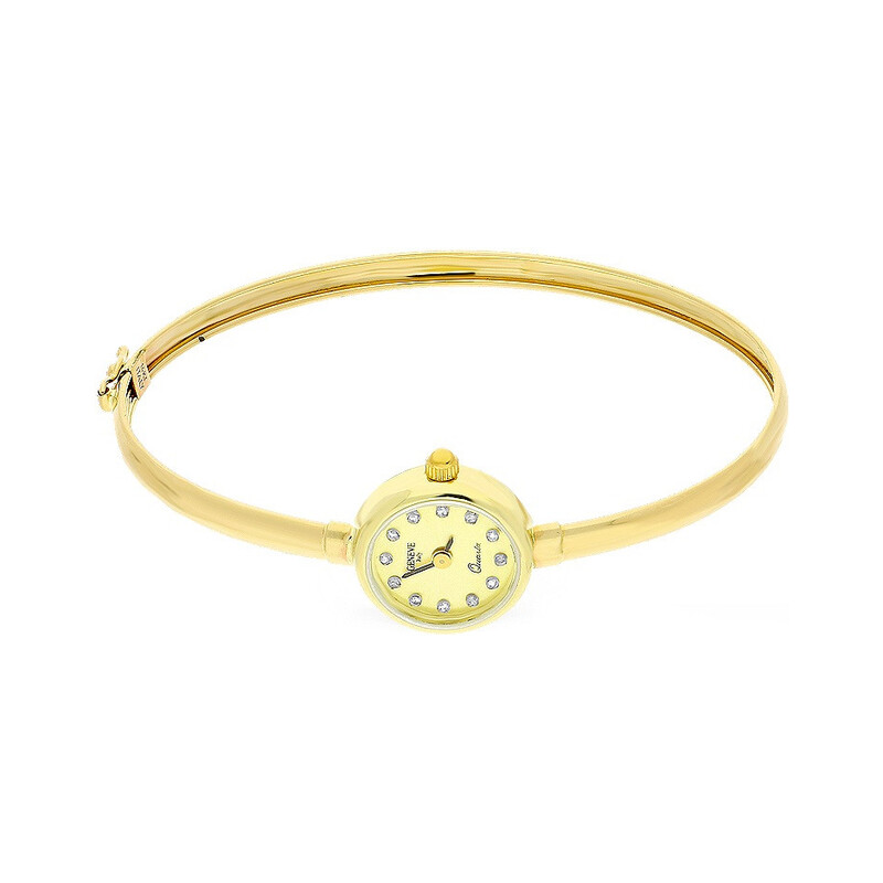 Zegarek złoty z okrągłą tarczą na bransolecie bangle MI G403251-0 próba 585