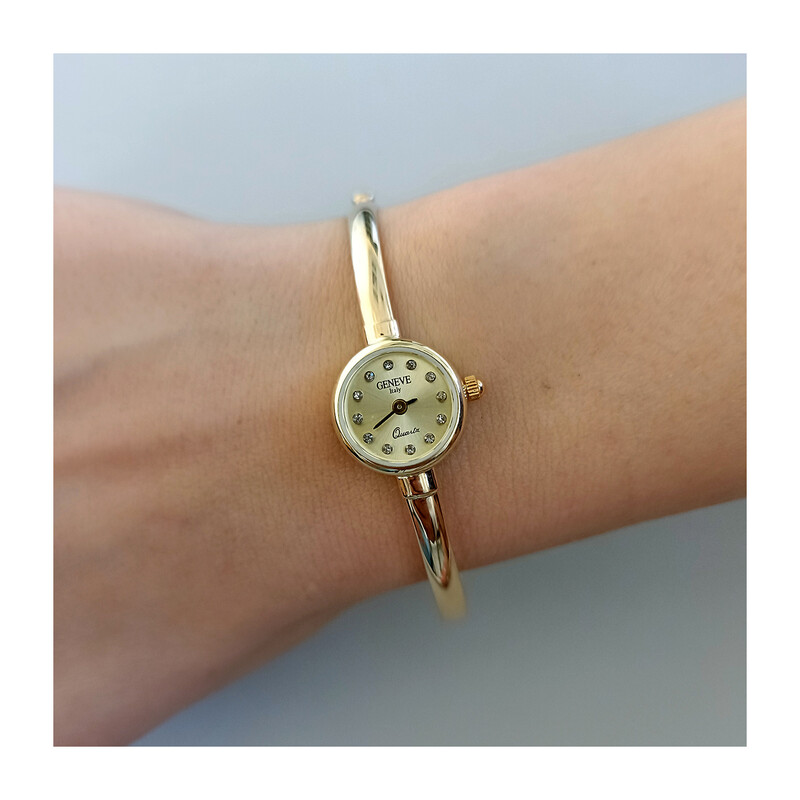Zegarek złoty z okrągłą tarczą na bransolecie bangle MI G403251-0 próba 585