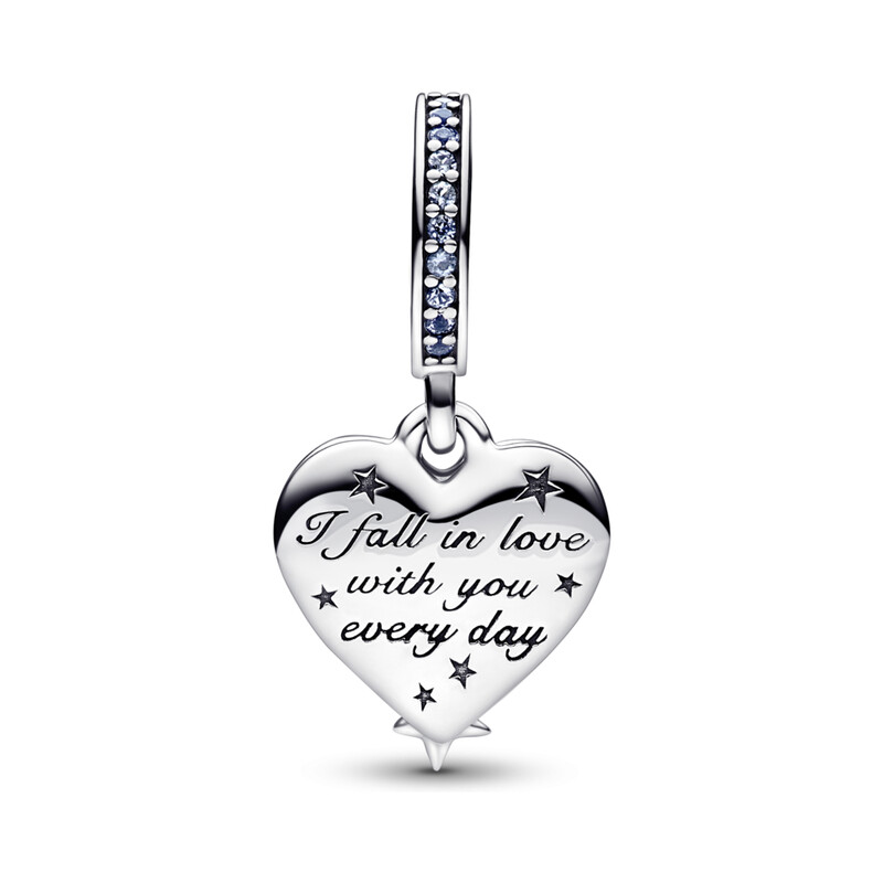 Podwójny charms-zawieszka Kosmiczna spadająca gwiazda z sercami Pandora 792356C01 próba 925