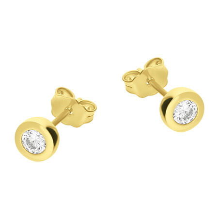 Kolczyki złote cyrkonia w okrągłej oprawie/sztyft MZ T23-E-1275-3,25mm-CZ próba 585