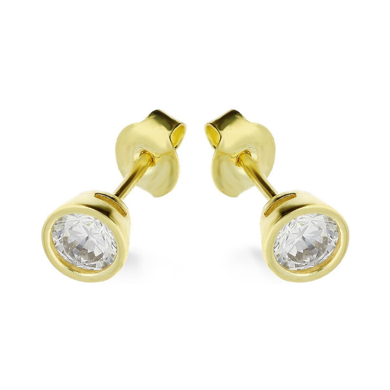 Kolczyki złote cyrkonia 3,5mm gł.oprawa/sztyft MZ T5-E-OS-3-3,50mm-CZ próba 375
