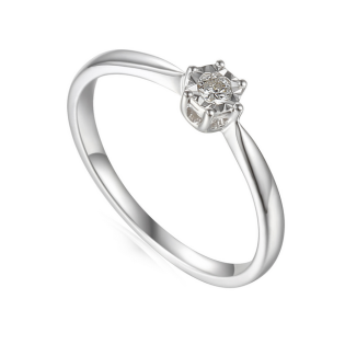 Pierścionek z białego złota z diamentem 0.02ct pr. 585 - JubilerSezam.pl