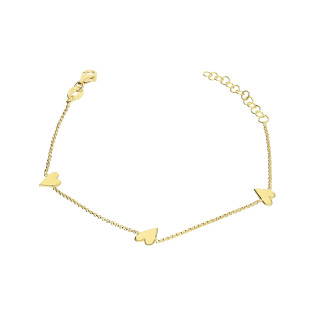 Bransoleta pozłacana wypukłe krzywe serca x3/rolo NI XBR10345 GOLD próba 925