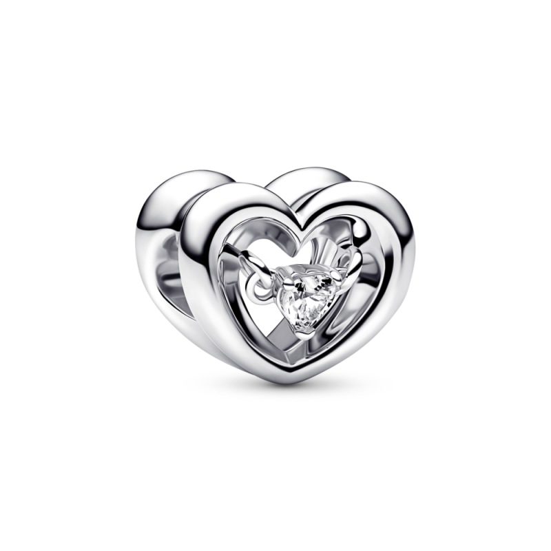 Charms Pandora w formie lśniącego serca z unoszącym się kamieniem 792493C01