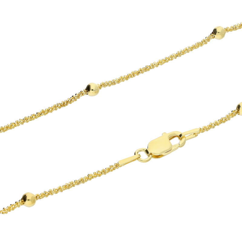 Łańcuszek pozłacany fantazja daisy i kulki BC 1820-025 BEAD GOLD próba 925