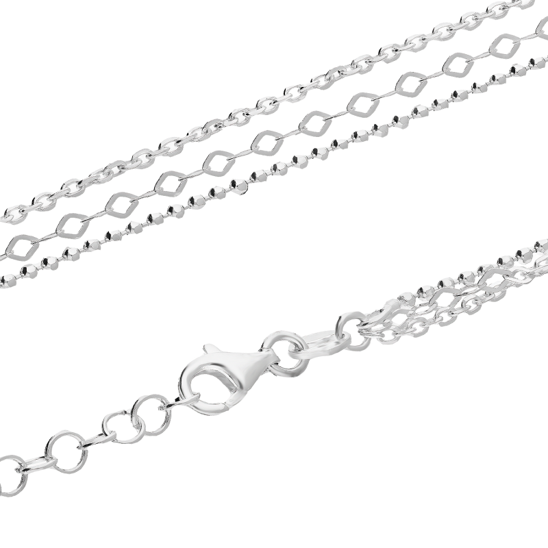 Srebrny Łańcuszek Potrójny Bead Anker Rolo pr. 925 - JubilerSezam.pl