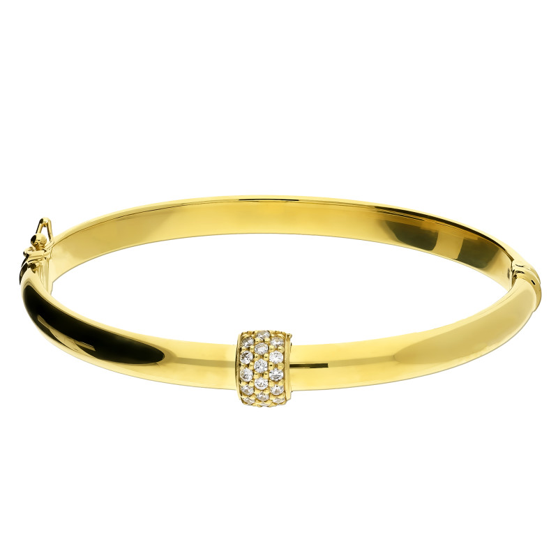 Złota Bransoletka Bangle Cyrkonie pr. 925 - JubilerSezam.pl