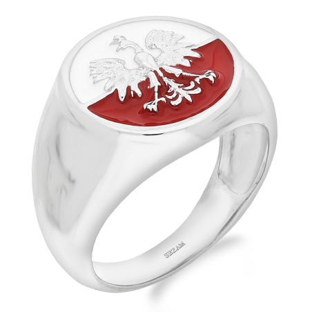Sygnet srebrny patriotyczny z orłem Ag925 - JubilerSezam.pl