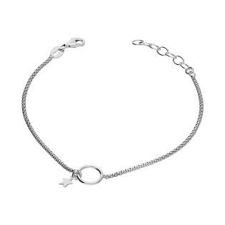 Bransoleta srebrna kółko i wisząca gwiazdka/coreana NI XBR09001ROD próba 925