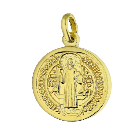 Medalik pozłacany Benedyktyński 15mm NI CI1712 GOLD próba 925