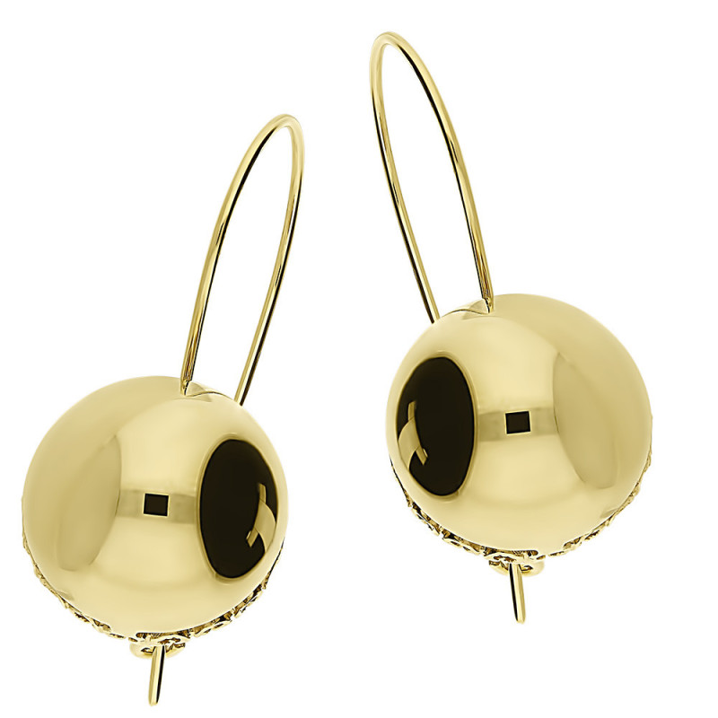 Złote Kolczyki Kulki 16mm Koszyczek pr. 585 - JubilerSezam.pl