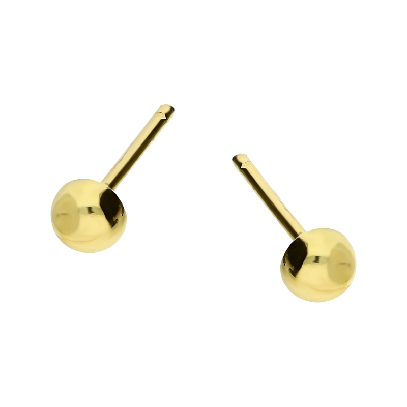 Kolczyki złote półkulki gładkie 4mm/sztyft MZ T6-E14-4mm-Half Ball Stud próba 375