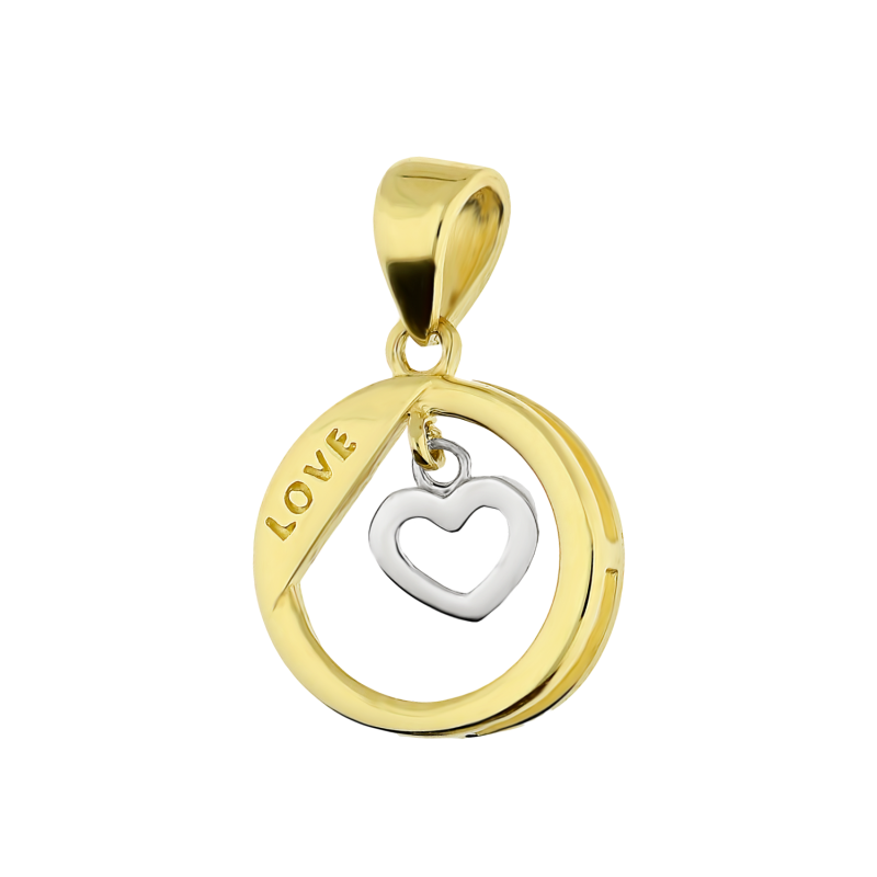 Złota Zawieszka Serce w Kole LOVE pr. 375 - JubilerSezam.pl