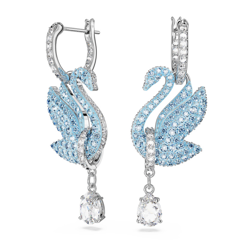 Długie Kolczyki Swarovski Iconic Swan Niebieskie - JubilerSezam.pl