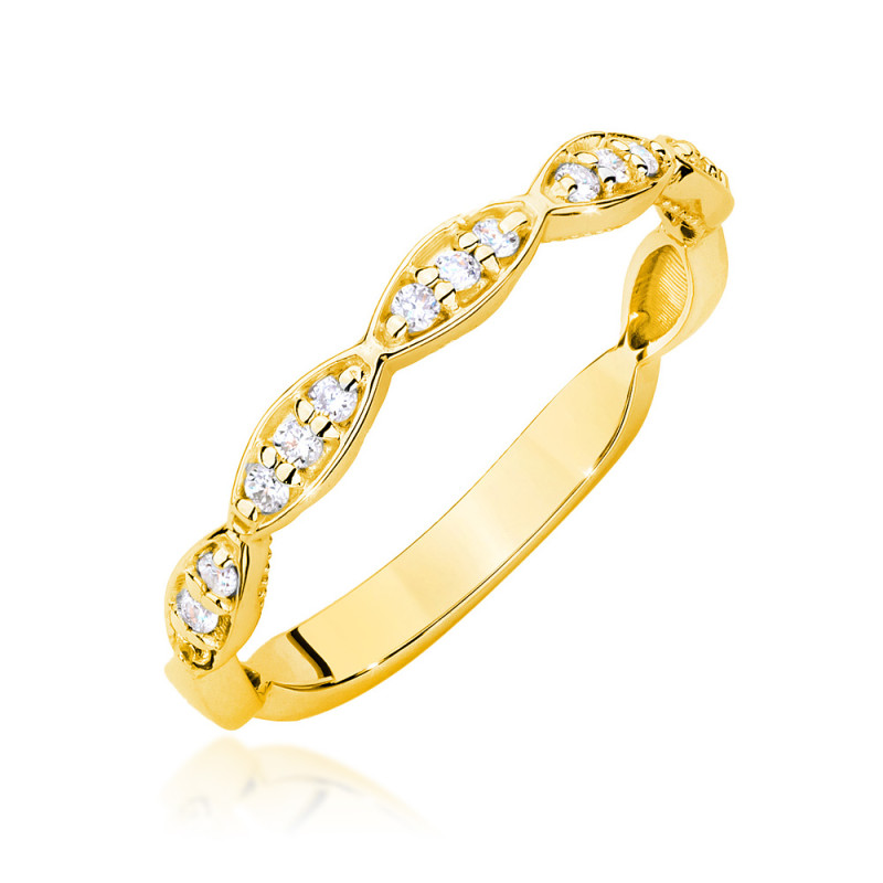 Pierścionek złoty RINGS łezki z diamentami  BE BC-040 łezka próba 585