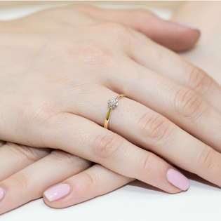 Pierścionek Zaręczynowy Flower Złoto 585 z Diamentem - JubilerSezam.pl