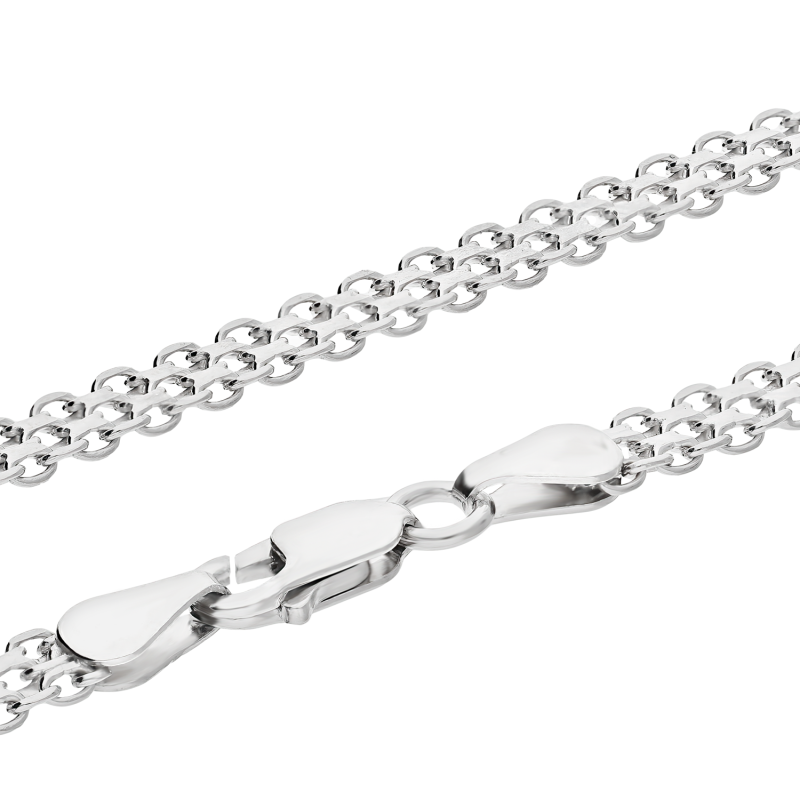 Srebrny łańcuszek Bismark pr. 925 rodowany - JubilerSezam.pl