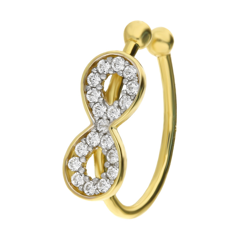 Złoty Kolczyk Nieskończoność Cyrkonie Ear Cuff pr. 375 - JubilerSezam.pl