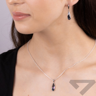 Komplet srebrny kolczyki i zawieszka kropla topaz mistic A01056 próba 925