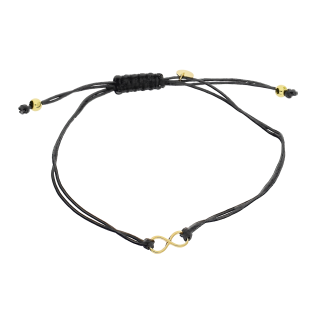 Bransoleta pozłacana infinity na czarnym sznurku PW446-1 GOLD czarny próba 925