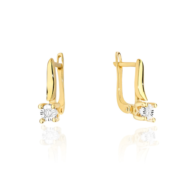 Złote kolczyki z brylantami 0.06ct pr. 585 - JubilerSezam.pl