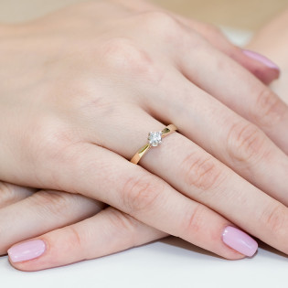 Pierścionek Zaręczynowy Złoty z Diamentem Flower pr. 585 - JubilerSezam.pl