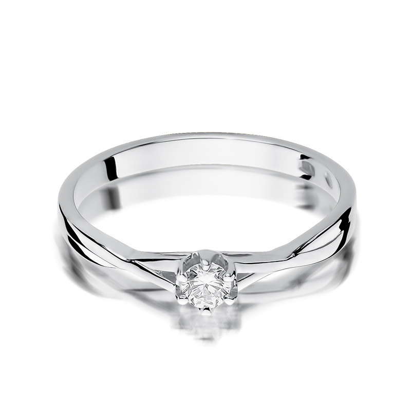 Pierścionek zaręczynowy z diamentami SOLITER BE W-340W-12 szyna X próba 585