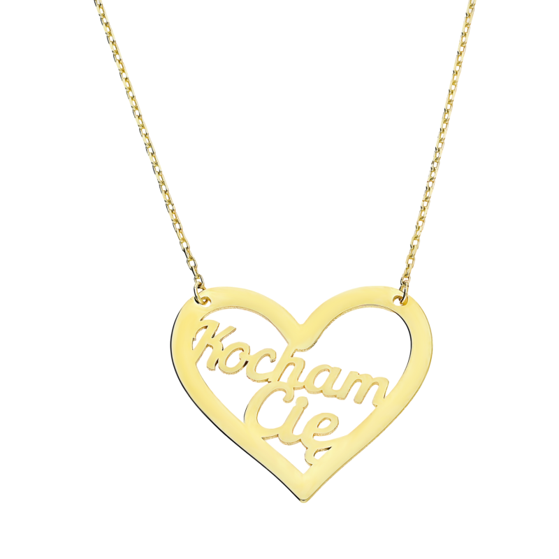 Złoty Naszyjnik Kocham Cię w Sercu pr. 375 - JubilerSezam.pl