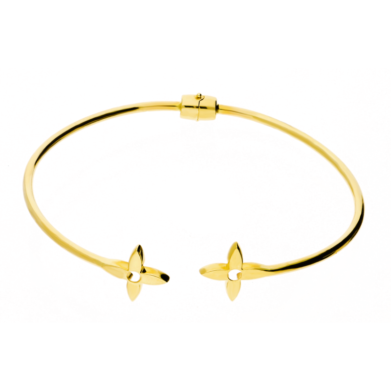 Złota Bransoletka Bangle Koniczynki pr. 585 - JubilerSezam.pl