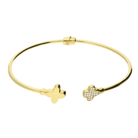 Złota Bransoletka Bangle z Cyrkoniami - JubilerSezam.pl