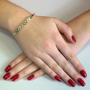 Złota Bransoletka Bangle Fala z Cyrkoniami pr. 375 - JubilerSezam.pl